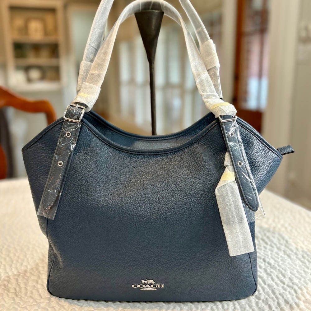 Coach Meadow New with Tags Denim Pebbled Leather Shoulder Bag + authenticity 📝